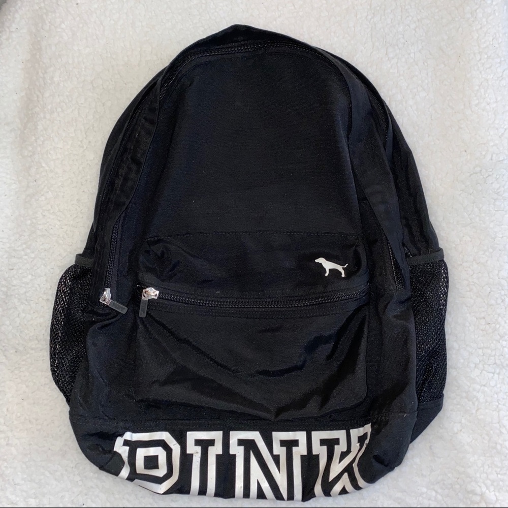 A pink nation black backpack